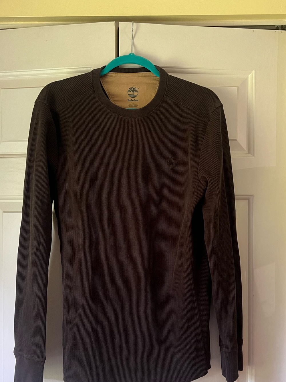 Timberland Brown Waffle Knit Shirt. Size M